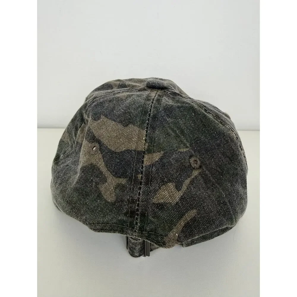 Womens Camo Army Washed Camouflage 100% Cotton Y2K Grunge Baseball Cap Hat OS